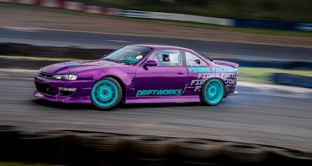 a-purple-race-car-on-a-track
